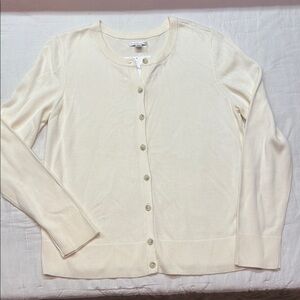 Croft & Barrow Classic Fit Fine-Knit Soft Touch Cream Cardigan Sweater NWT